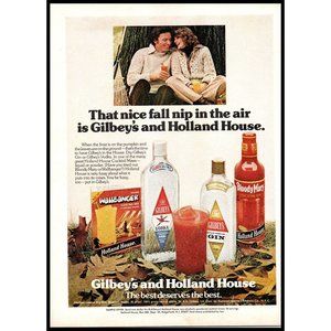 1976 Gilbey's Vodka and Gin Holland House Cocktail Mixers Vintage Print Ad Photo